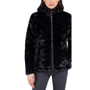 NWT Nicole Miller Original Reversible Faux Fur Jacket, Black, Large